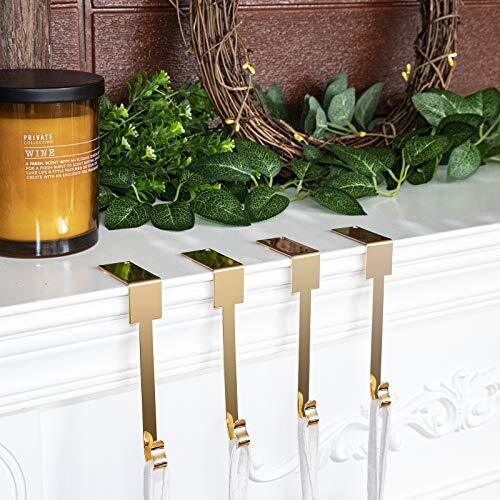Set of Christmas Stocking Holder for Mantel, Non Slip Safety Fireplace 4 Gold - Picture 3 of 7