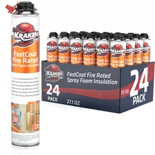 Kraken Bond FastCoat Closed Cell Spray Foam 24 Pk Class A FireRated Gun Not Incl