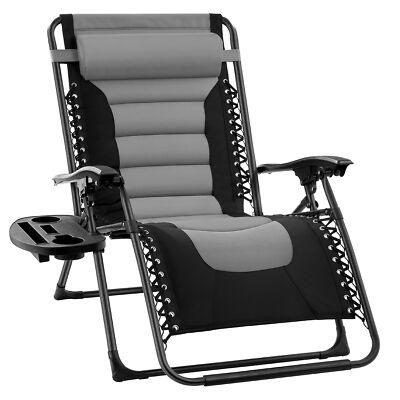 Trappers Peak Adjustable Oversized Zero-Gravity Folding Lounge Chair,  Gray/Black