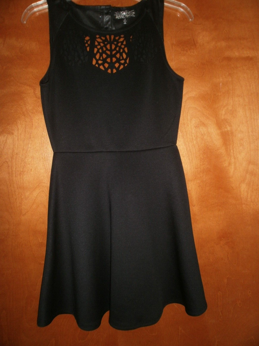 Almost Famous Black Dress Size S Small fux Leather trim