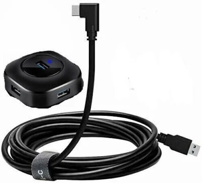 TNE 13ft Link Cable for Meta Quest 2/3 C-A Charging Cord and 3ft Signal Booster Hub