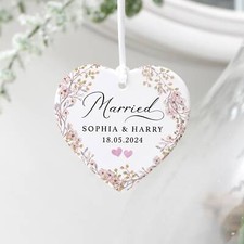 Personalised Wedding Day Gift, Just Married Gift, Mr & Mrs Heart Plaque