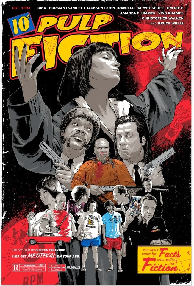SDCC 2023 Pulp Fiction JOSHUA BUDICH Movie Film Poster Print 24x36 SIGNED Mondo