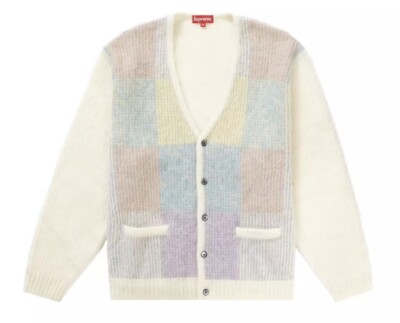 Supreme White Brushed Grid Cardigan Medium SS22 | eBay 