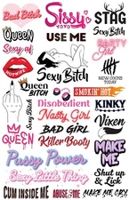 Sexy Naughty Temporary Tattoo Stickers Adult Body Art Lips Kiss Cuckold Hotwife