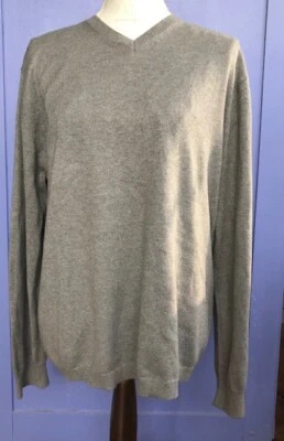 BANANA REPUBLIC - PULL GRIS COL en V  - SILK CASHMERE - TAILLE L USA  - Photo 1/4