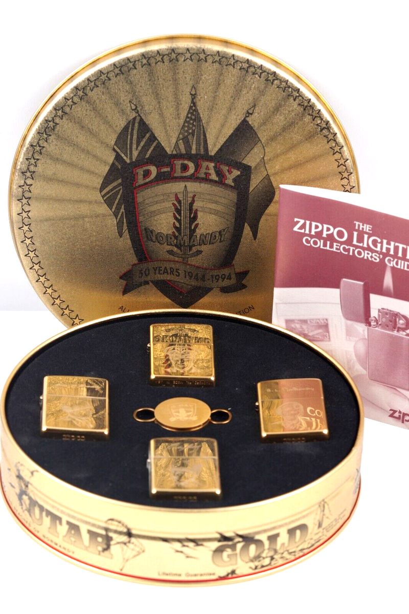 Vtg Zippo D Day Collection 50 Year Anniversary 4 Lighters And 