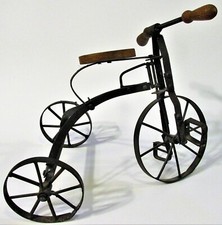 Vintage Hand-Crafted Doll-Sized Antique Decorative Metal Tricycle Bike