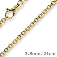 3,5Mm Armband Armkette Erbskette Aus 750 Gold Gelbgold, 21Cm, Unisex