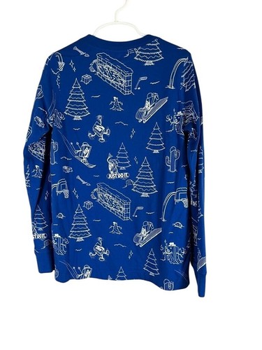 Nike Top Kid S Blue Pullover Festive Christmas Santa Travel 80s Holiday Retro - Picture 7 of 9