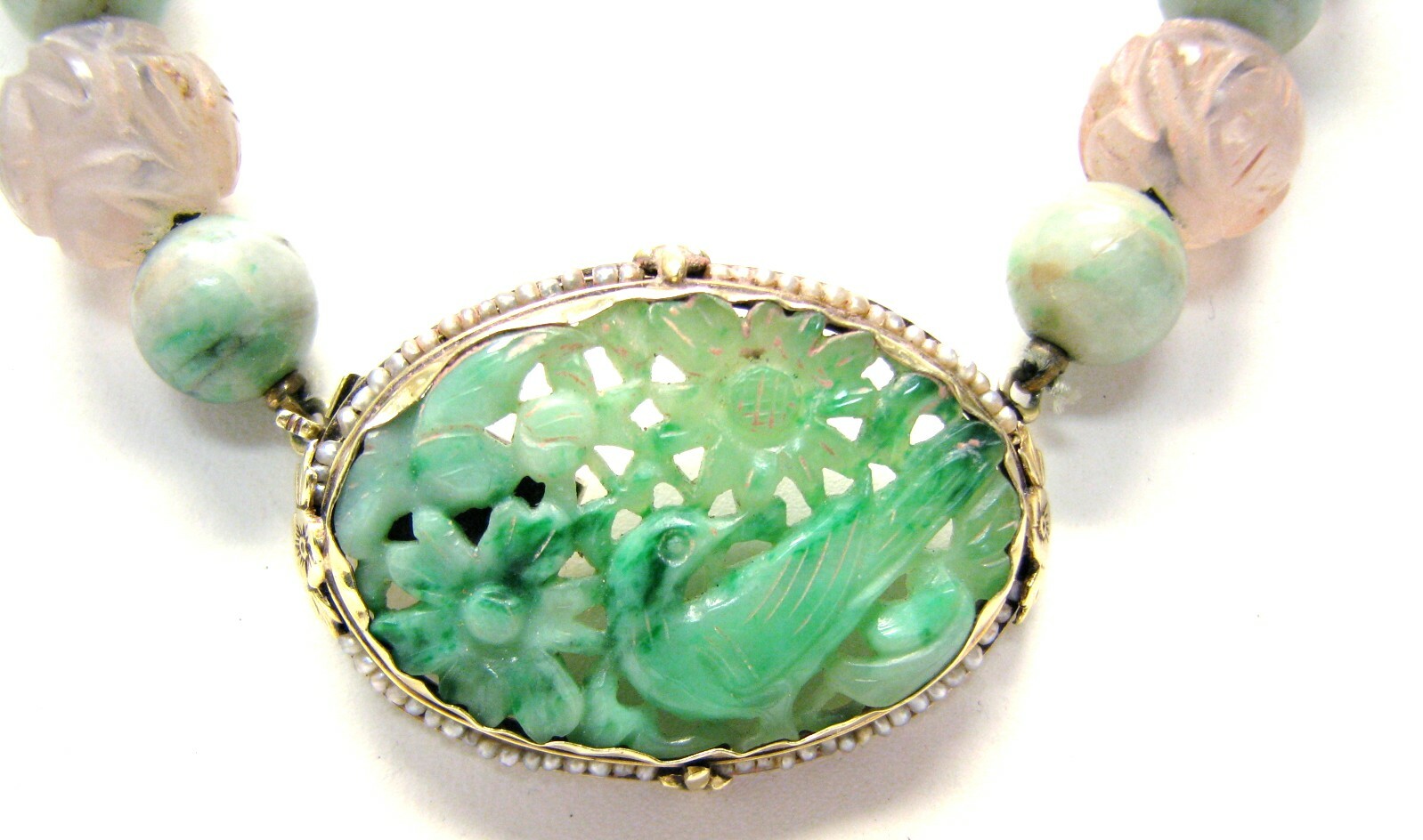 Купить Antique Carved Jade, Rose Quartz 