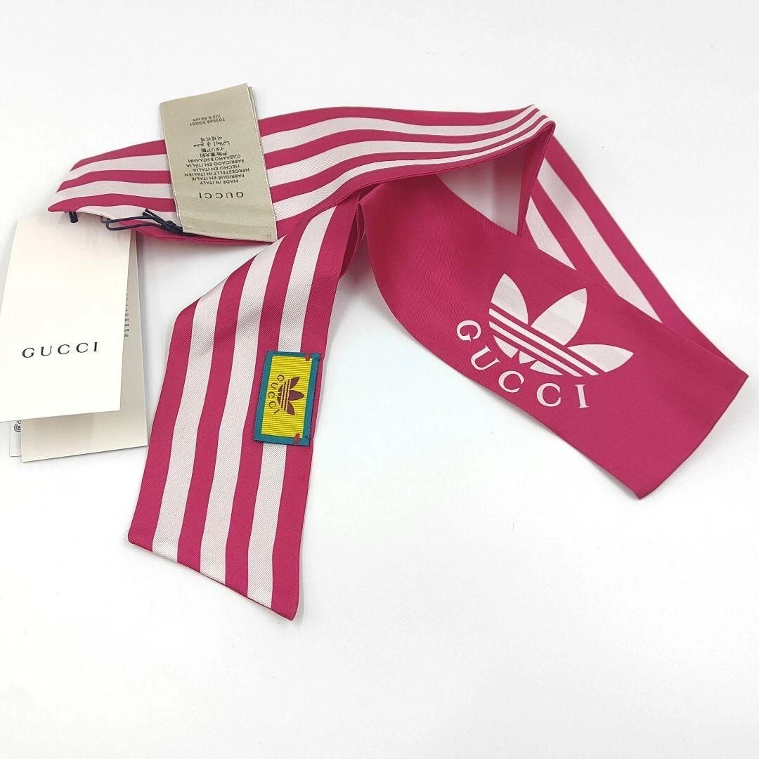 GUCCI X adidas écharpe rayée rose environ 87,5 x 7 cm authentique femme