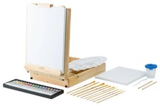 CRELANDO Tischstaffelei im Koffer 51tlg. Staffelei Acrylfarbe Leinwand