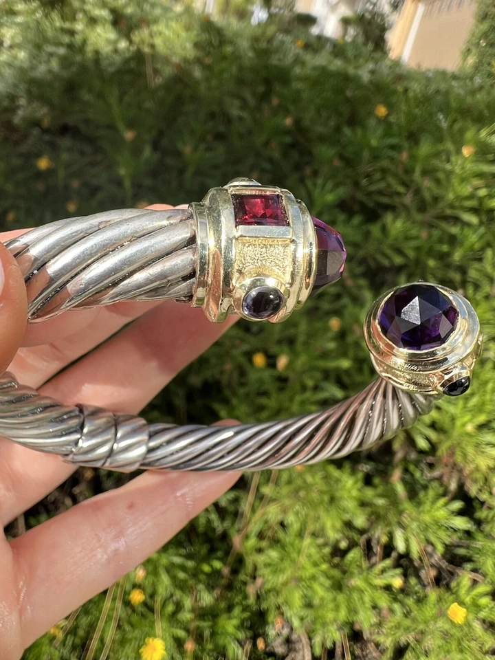 Brazalete David Yurman Plata/14K Renacimiento 10mm Amatistas, Granate, Iolita Foto 2 de 4