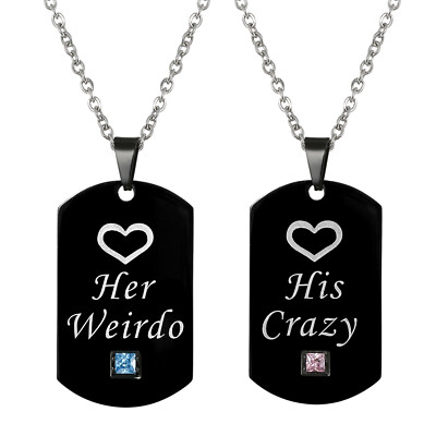 Nimteve, coppia di portachiavi abbinati, con scritta His Crazy Her Weirdo