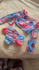 Walmart Moana Long Sleeve 2 Piece Swim Set 4T Coral Polyester Ruffle Trim Disney
