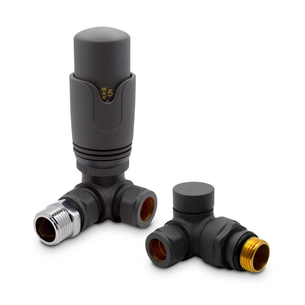 Corner Towel Rail Valves Anthracite Thermostatic TRV Central Heating Radiator