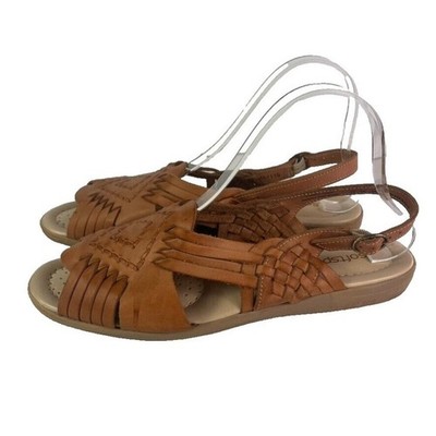 Softspots Sandals Womens 10 Brown Tan Tela Slingback Open Toe Leather