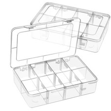 Pack 8 Grids Bead Organizer and Storage, Plastic Organizer Box with Removable 2