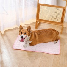 Pink Summer Cooling Pet Mat, Gel Ice Pad Dogs  Cats, Breathable Non-Slip Bed