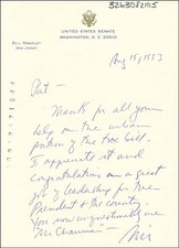 BILL BRADLEY - AUTOGRAPH LETTER SIGNED 08/15/1993