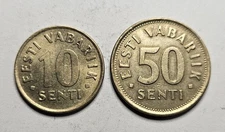 Lot Of (2) 1992 Estonia Coins - 10 And 50 Senti - Estonian - World Coins