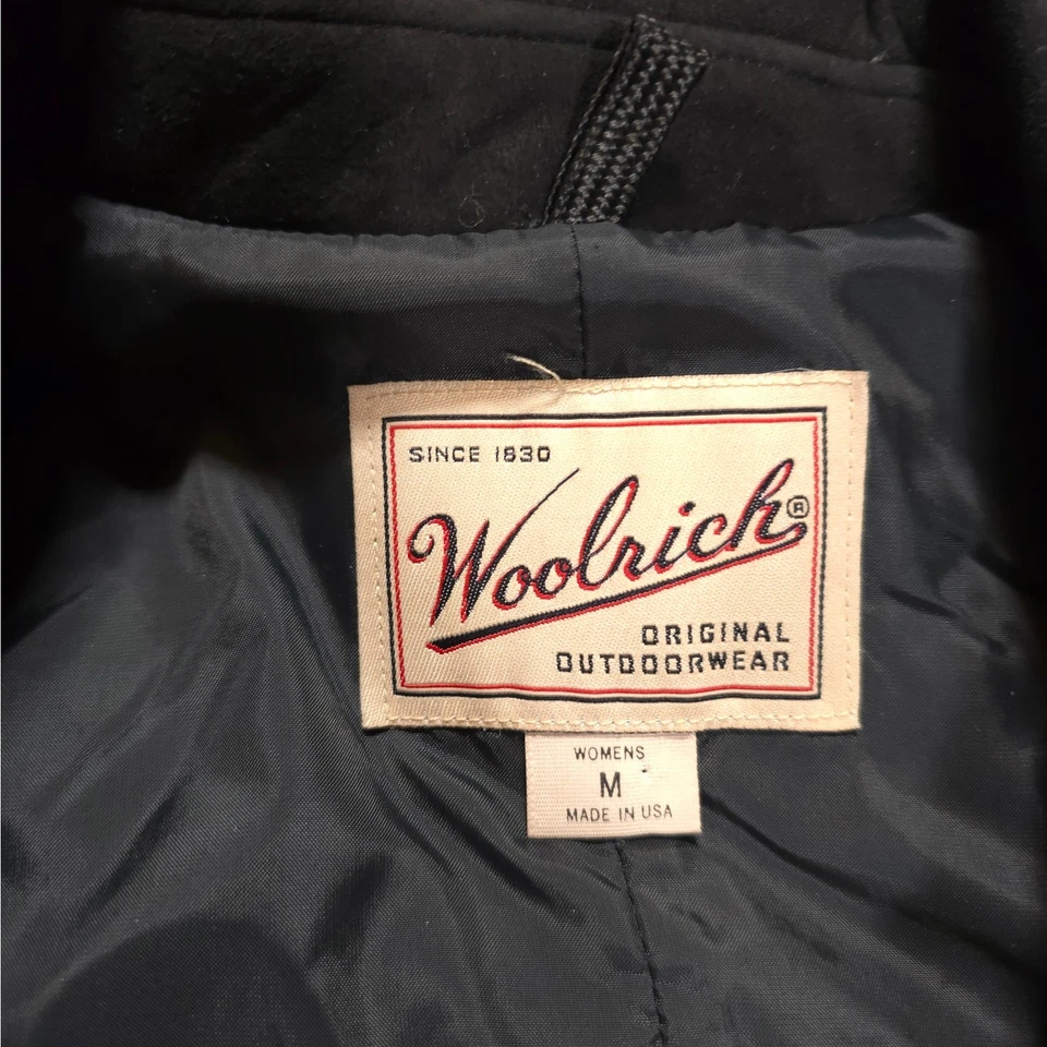 Gabardina vintage Woolrich verde/negro a cuadros lana/cuero para mujer talla M EE. UU. Foto 3 de 4