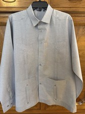BOHIO Men's Gray Dress Shirt L Long Sleeve Solid Point Collar w/ Pockets