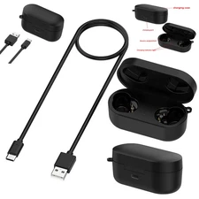 Bluetooth Earbuds Charging Case Box & Charging Cable For Panasonic Technics AZ80