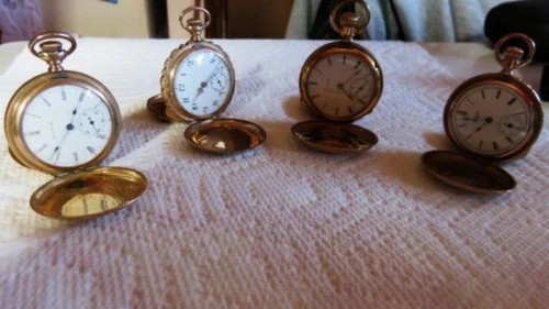 4 Antique Ladies Pocket Watches Gold Filled Not Working Longines Elgin Illinois