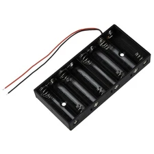 8-AA Slots Battery Spring Clip Holder Case Plastic Storage Box Flat Wires 12V DC