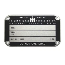 IHS289B Later Style Serial Number Tag (1950 and up) Fits International