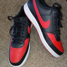 Nike Court Vision Low Bred Mens 11 Pre-owned Black Red Basketball Casual Sneaker