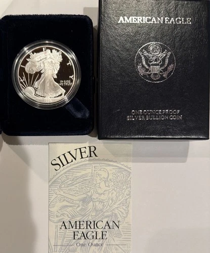 1996 P American Eagle One Ounce Proof Silver Bullion Coin Box & COA