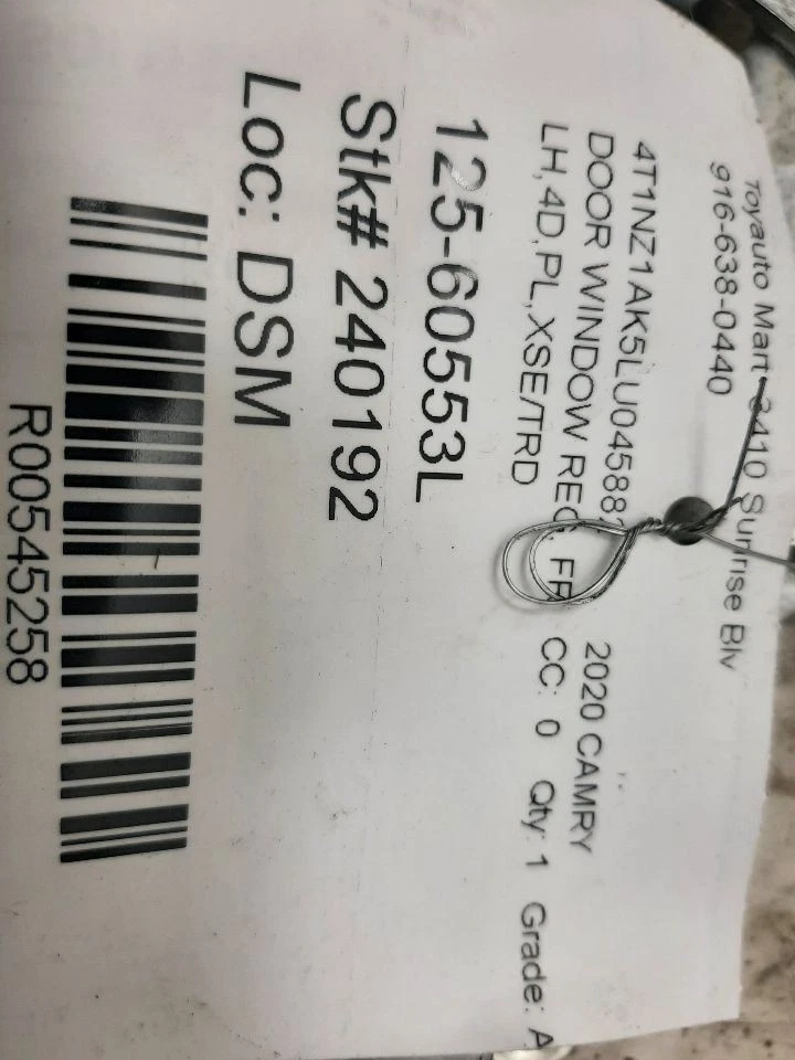 REGULADOR VENTANA IZQUIERDA CONDUCTOR DELANTERO TOYOTA CAMRY XSE 12-23 Foto 3 de 4