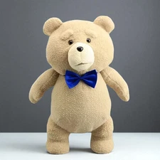 18 Inch TED Plush Toy with Blue Tie, Movie Bear Doll, Funny Gift for Fans
