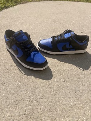 Nike Dunk Low Black Blue White HF5414-401 Men's Athletic Sneakers Leather