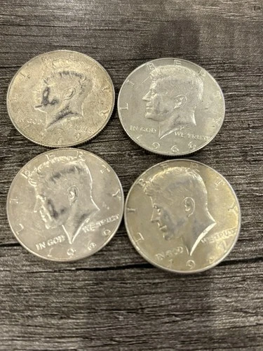 4 Coin Lot 90% Silver 1966, 66, 67, And 69 Kennedy Silver Half Dollars