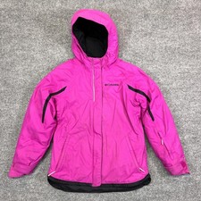 Columbia Ski Jacket Girls Small 7/8 Pink Omni-Tech Omni-Heat Hooded Insulated