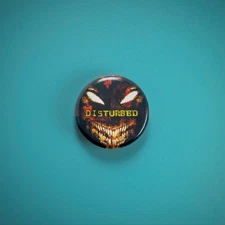 Disturbed Face 1in Pin | Dark Fantasy Nu-Metal 2000s Album Art