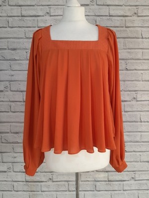 Limited Edition M&S Rust Orange Embroidered Long Sleeve Blouse Top Size 10