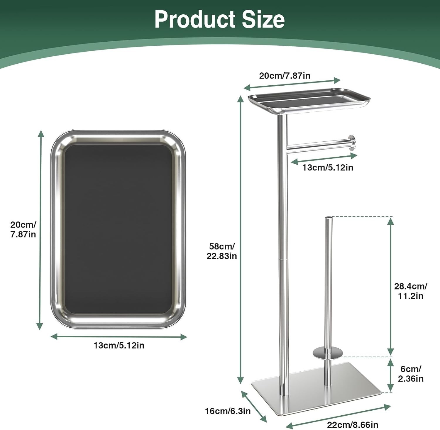 Toilet Paper Holder Stand with Top Shelf, Freestanding for 4 Reserve Rolls