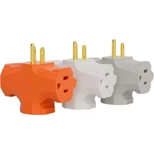 3-Outlet Adapter T-Shape Heavy-Duty Grounded Power Tap Splitter, ETL Listed 3-Pa