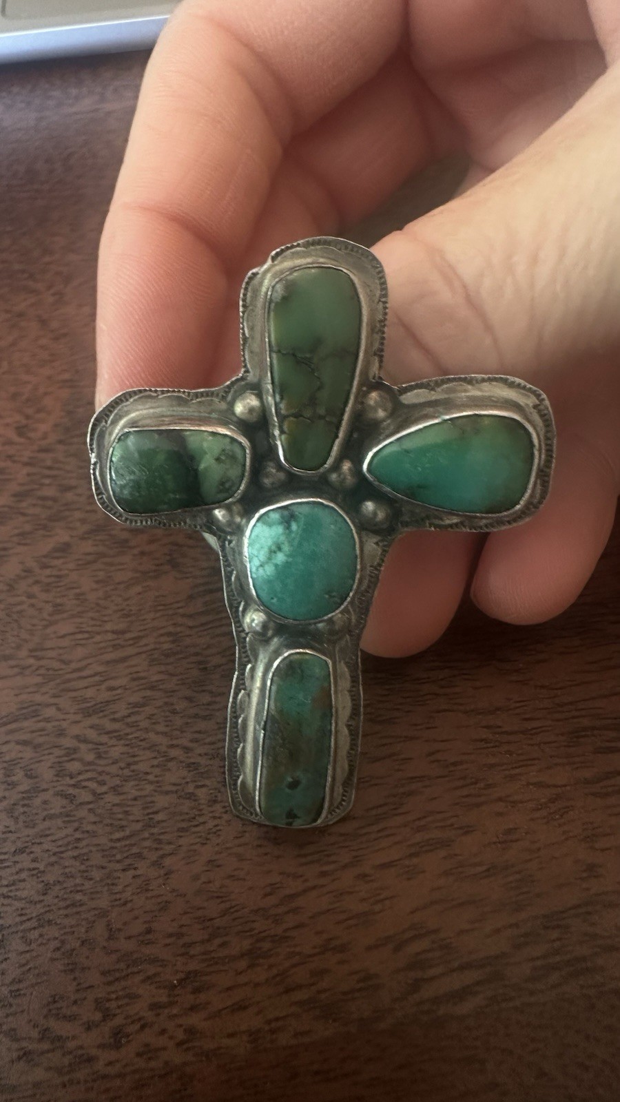 Turquoise Cross Ring Native American Jewelry - image 3