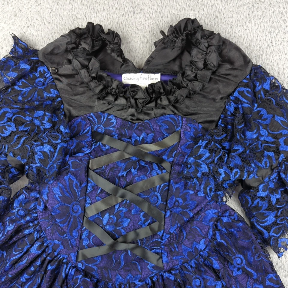 Vestido Persiguiendo Luciérnagas Niñas 14 Azul Negro Encaje Princesa Hada Disfraz Fiesta Foto 3 de 4