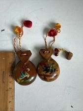 Vintage Spanish Hand Painted Wooden Fiesta Brava Castanets Collectable Set Of 3
