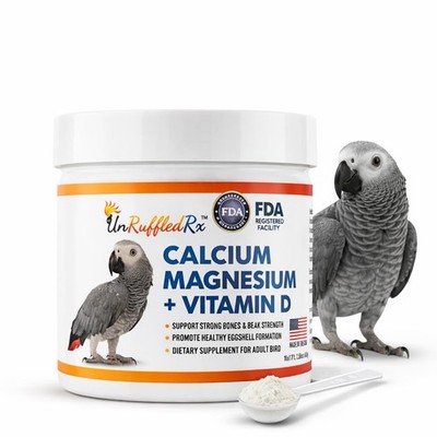 UnRuffledRx  Bird Calcium Plus with Magnesium and D3, Dissolves Clear and...
