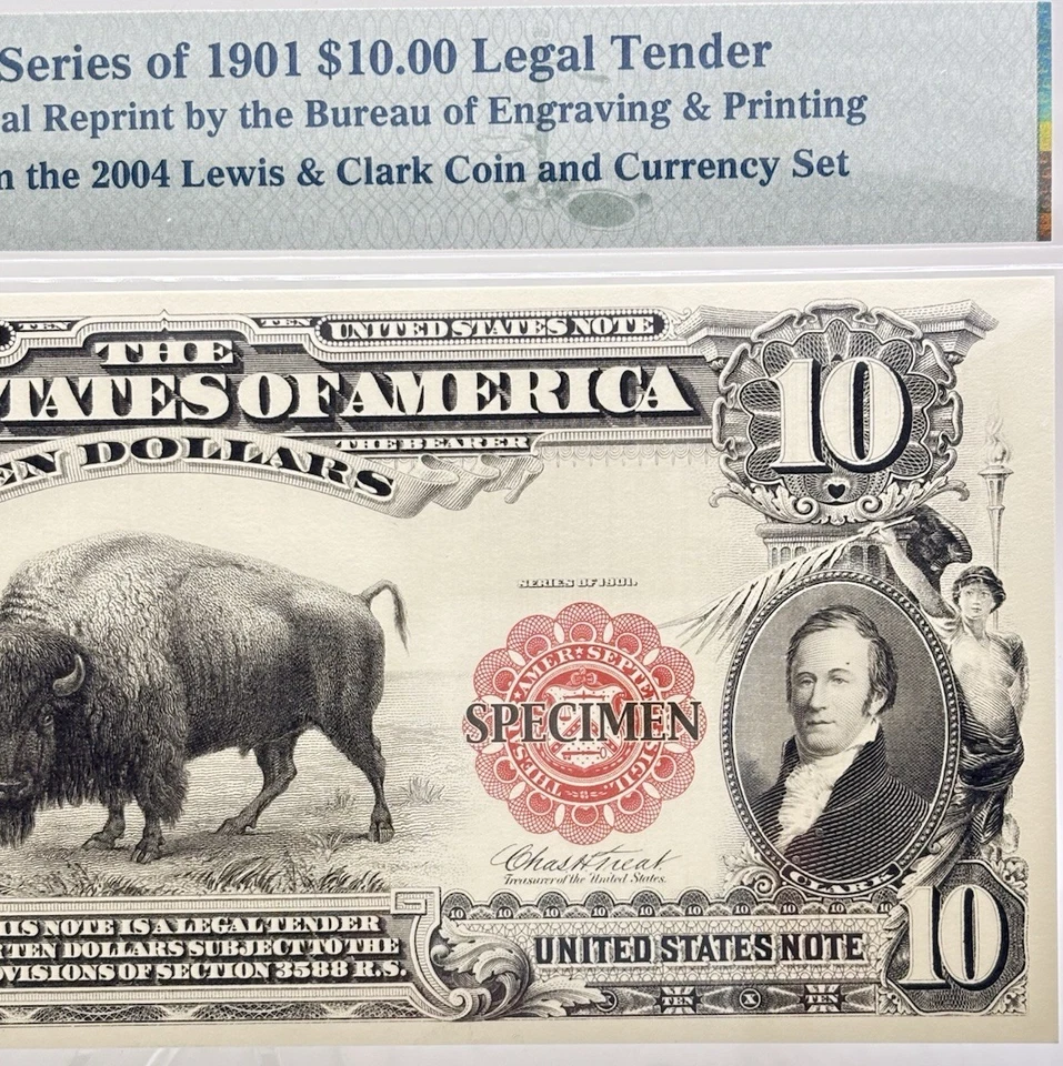 PMG Series of 1901 $10. Official Reprint #14590 - Image 2 of 4