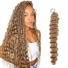 100 Human Crochet Hair Blonde Wave Boho Braiding 27 Extensions Loose Deep 50g