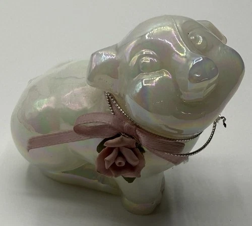 Vintage Fenton Glass "Pearly Sentiments"  Pig Figurine 2.5"
